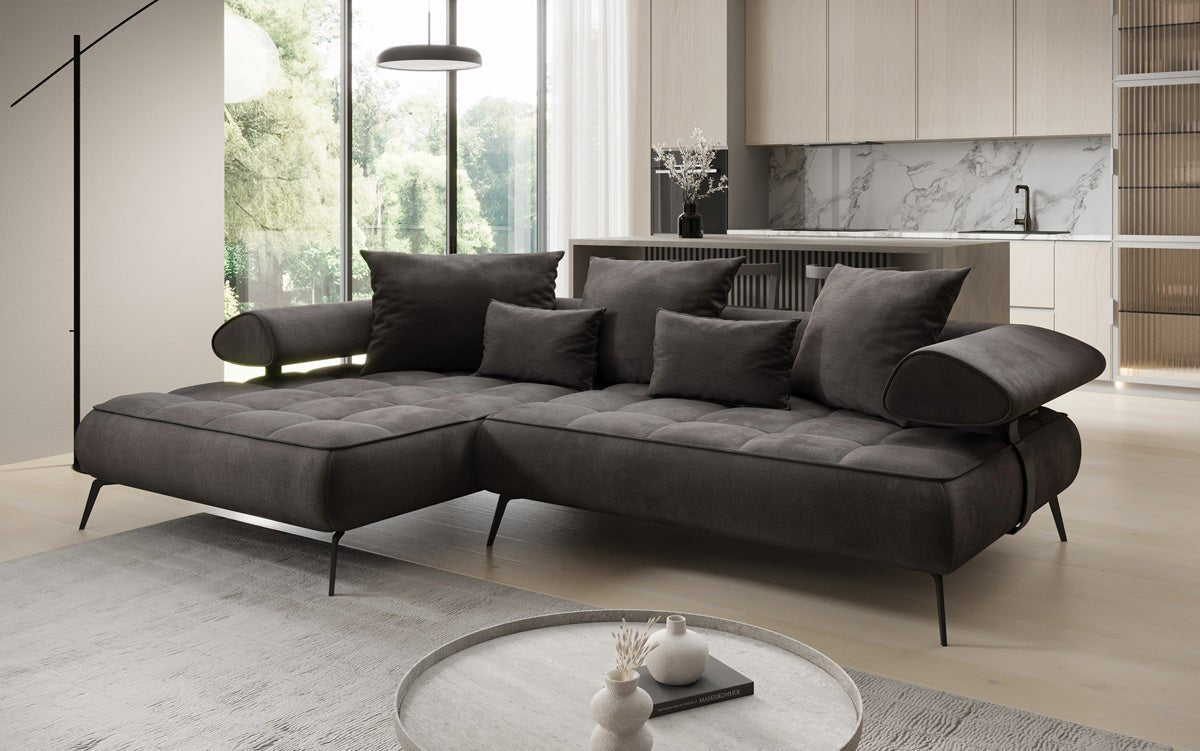 Designer Sofa Sydney L II velvet with electric sleeping function
