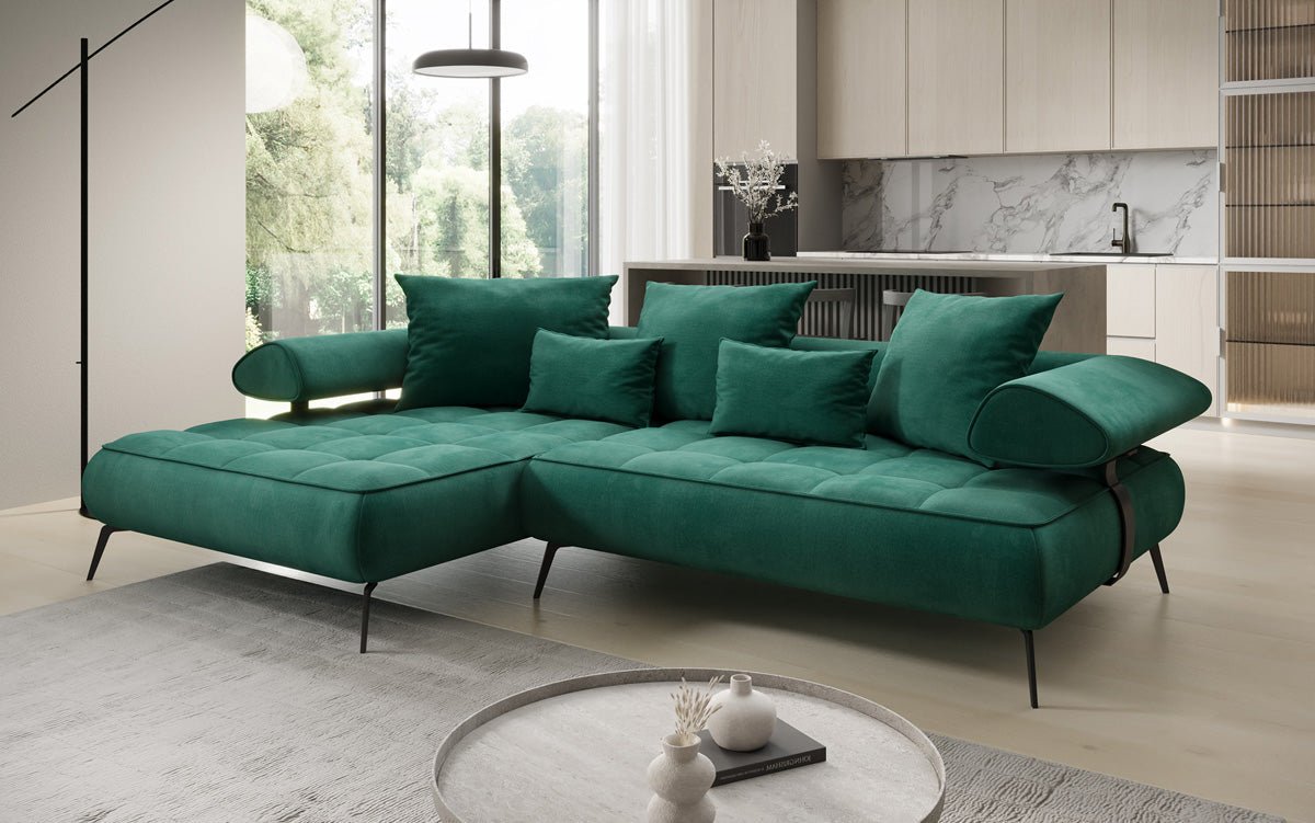 Designer Sofa Sydney L II velvet with electric sleeping function