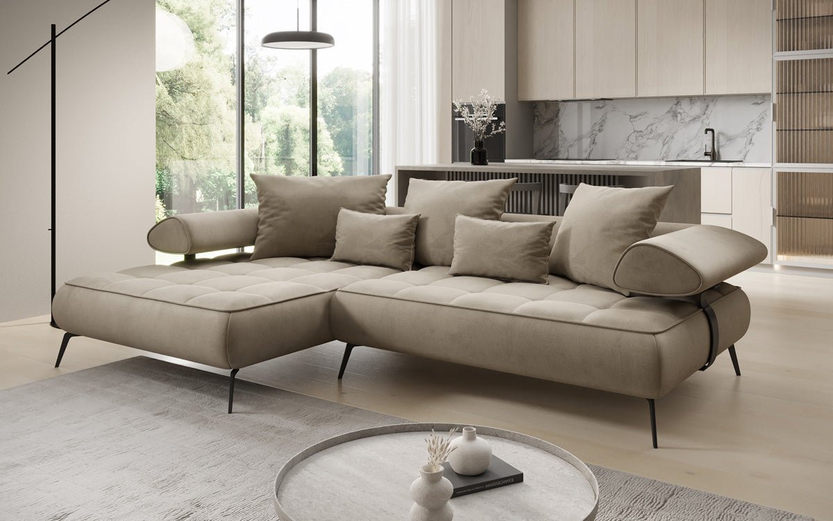 Designer Sofa Sydney L II velvet with electric sleeping function