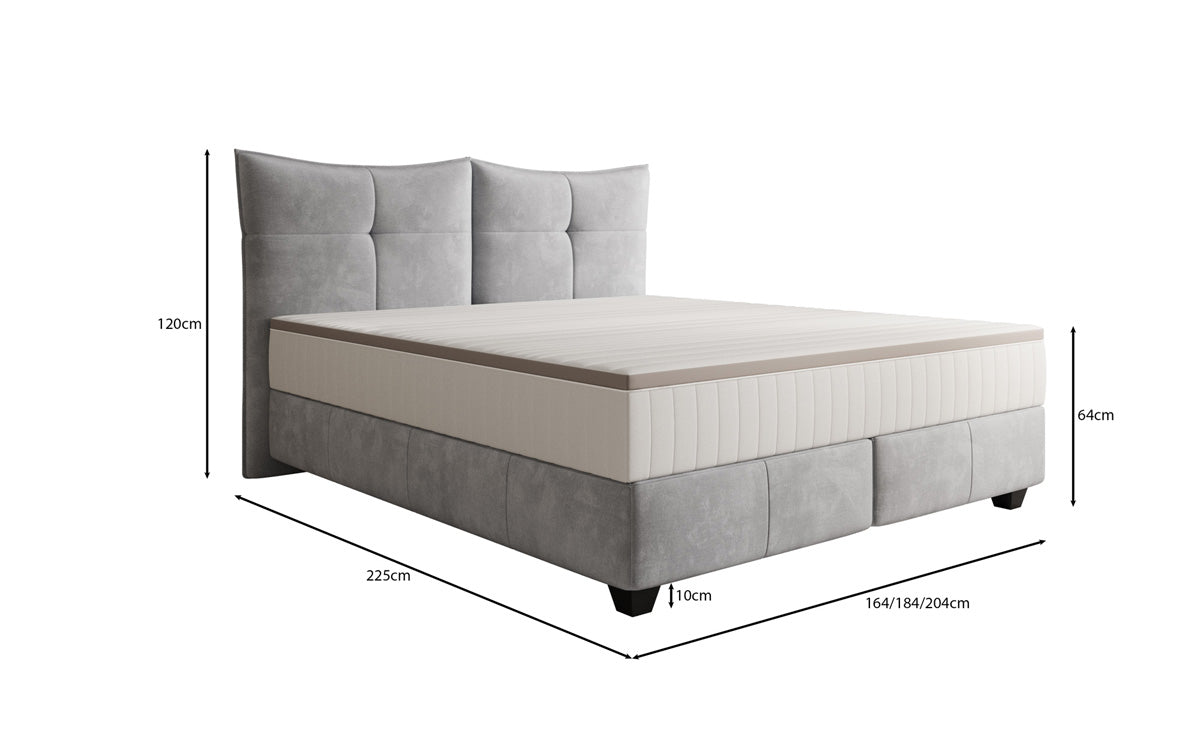 Box spring bed Veyora in velvet