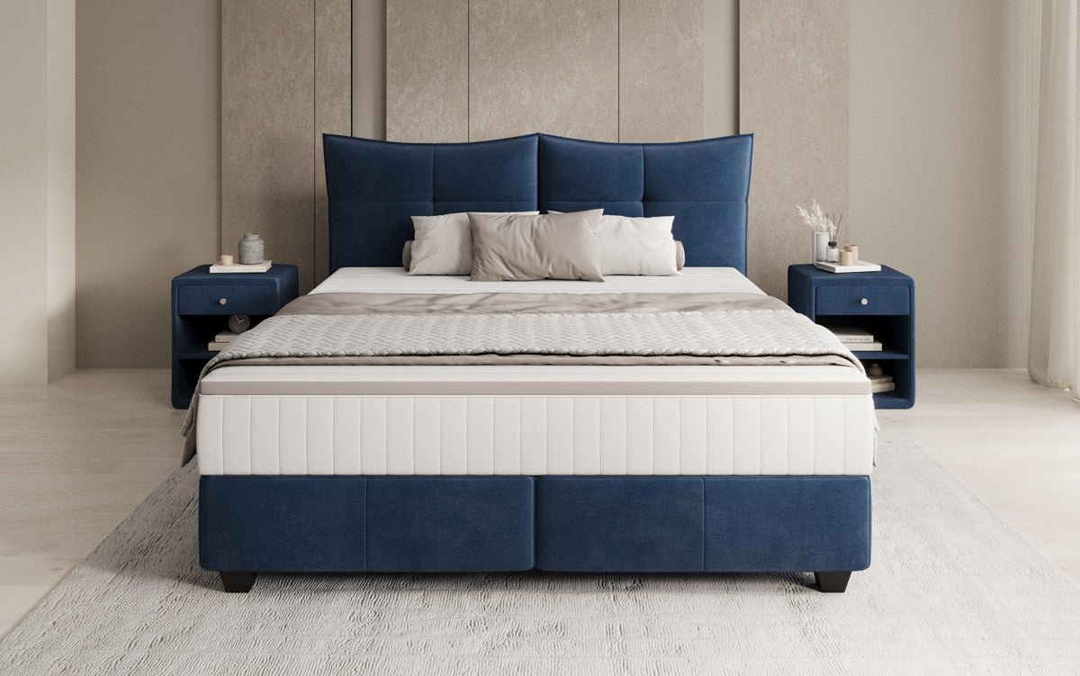 Box spring bed Veyora in velvet