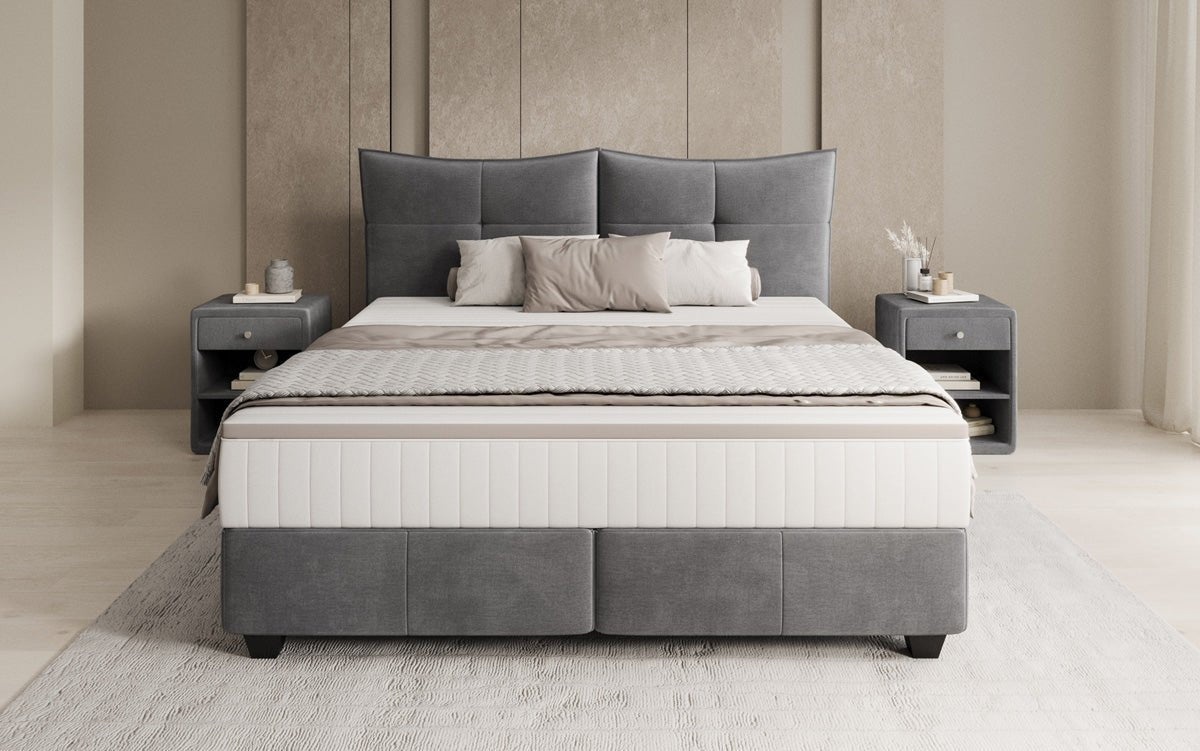 Box spring bed Veyora in velvet