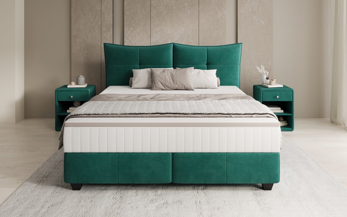 Box spring bed Veyora in velvet