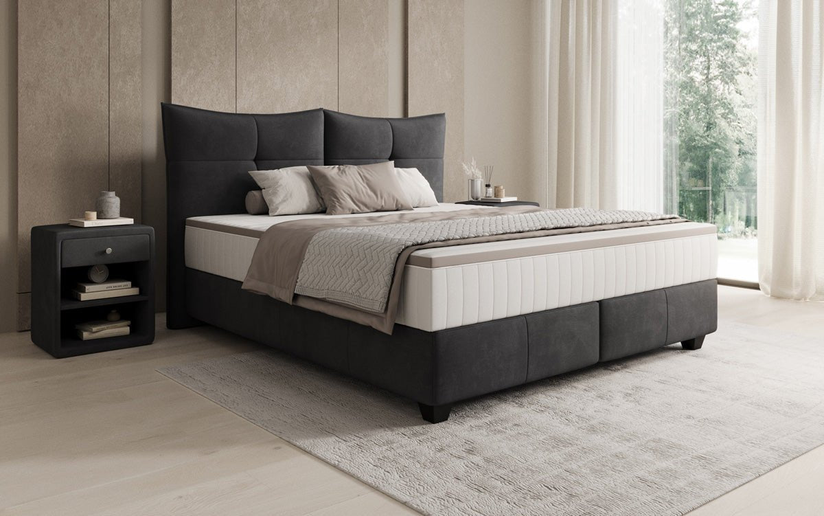 Box spring bed Veyora in velvet