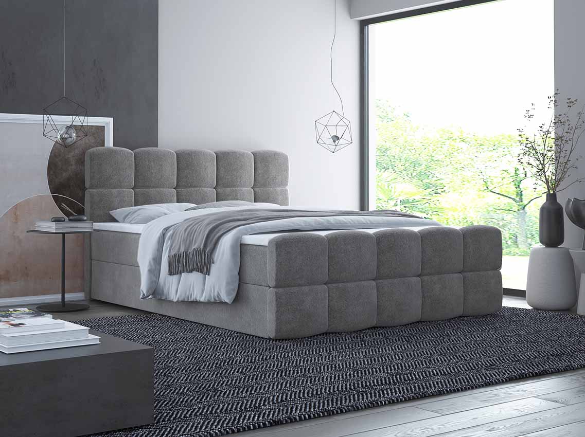 Boxspringbett Cozy Bouclé mit Stauraum - Luxusbetten24