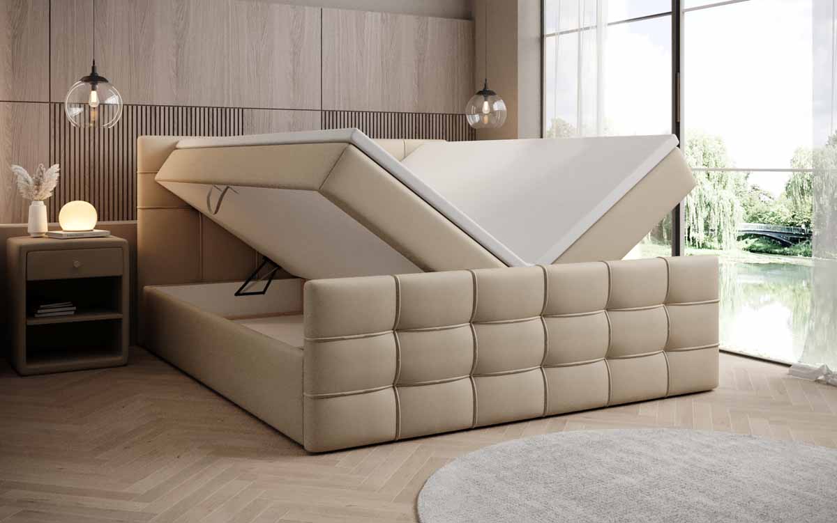 Boxspringbett Luxor Kunstleder mit Stauraum - Luxusbetten24