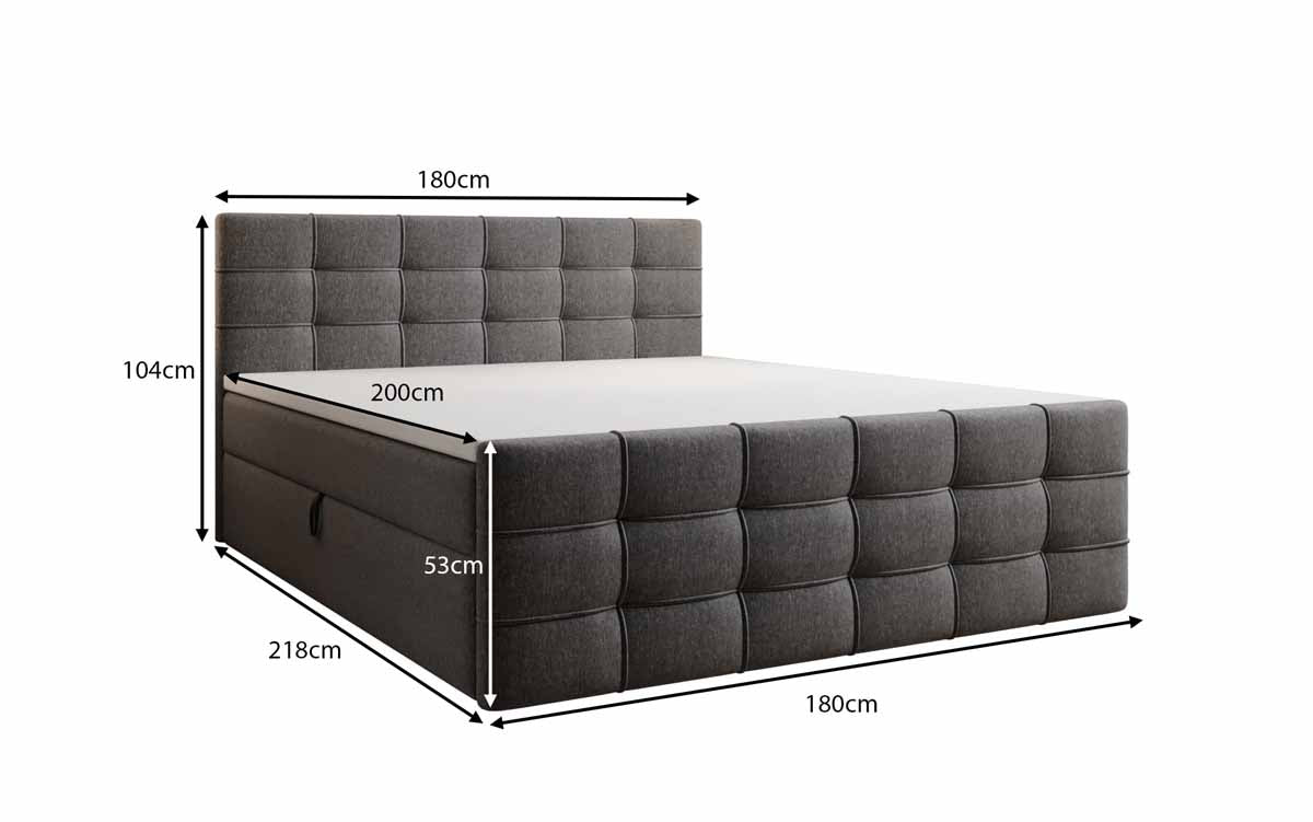 Boxspringbett Luxor Stoff mit Stauraum - Luxusbetten24