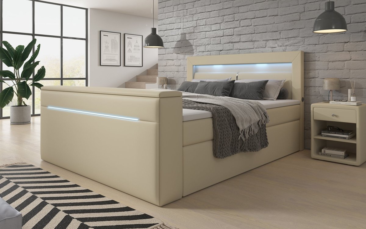 Boxspringbett Repos mit TV Lift, USB und LED - Luxusbetten24