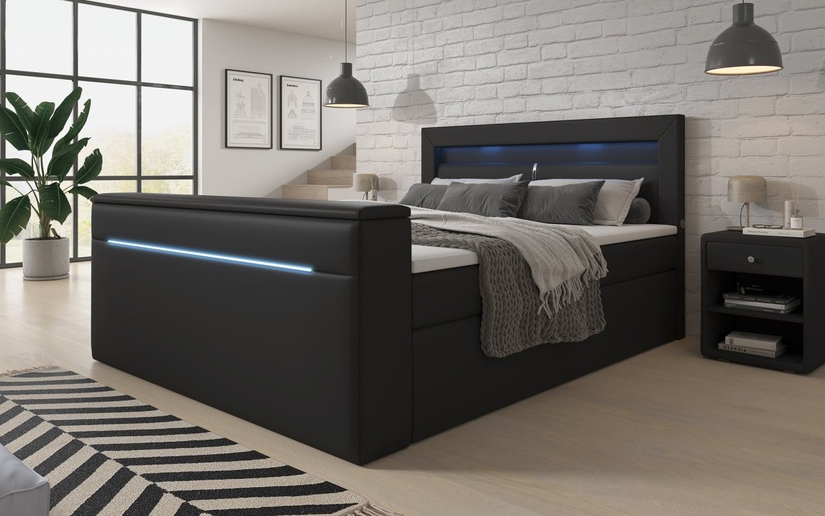 Boxspringbett Reposito mit TV Lift, USB, LED und Stauraum - Luxusbetten24