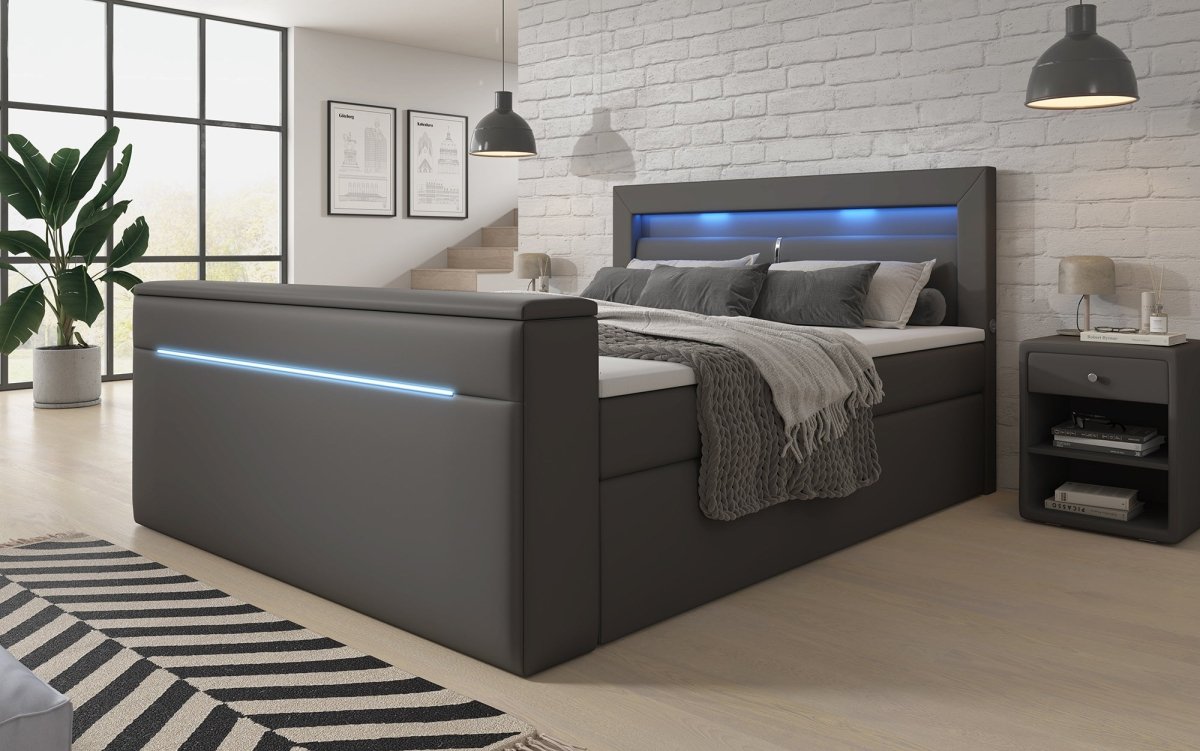 Boxspringbett Reposito mit TV Lift, USB, LED und Stauraum - Luxusbetten24