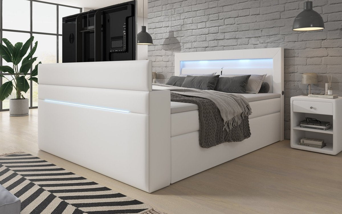 Boxspringbett Reposito mit TV Lift, USB, LED und Stauraum - Luxusbetten24