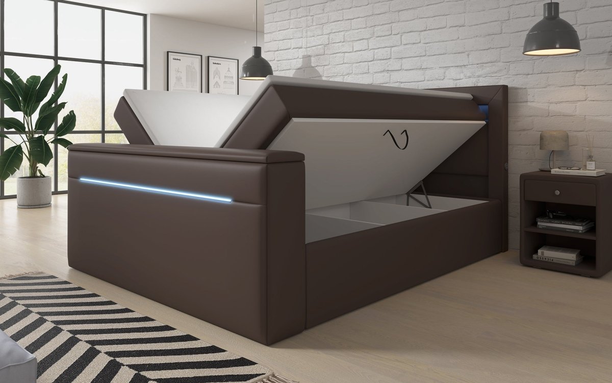 Boxspringbett Reposito mit TV Lift, USB, LED und Stauraum - Luxusbetten24