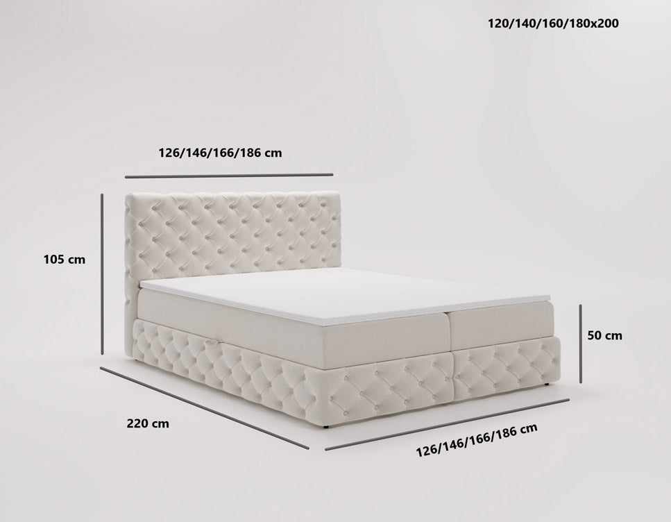 Boxspringbett Eden in Samt mit Stauraum