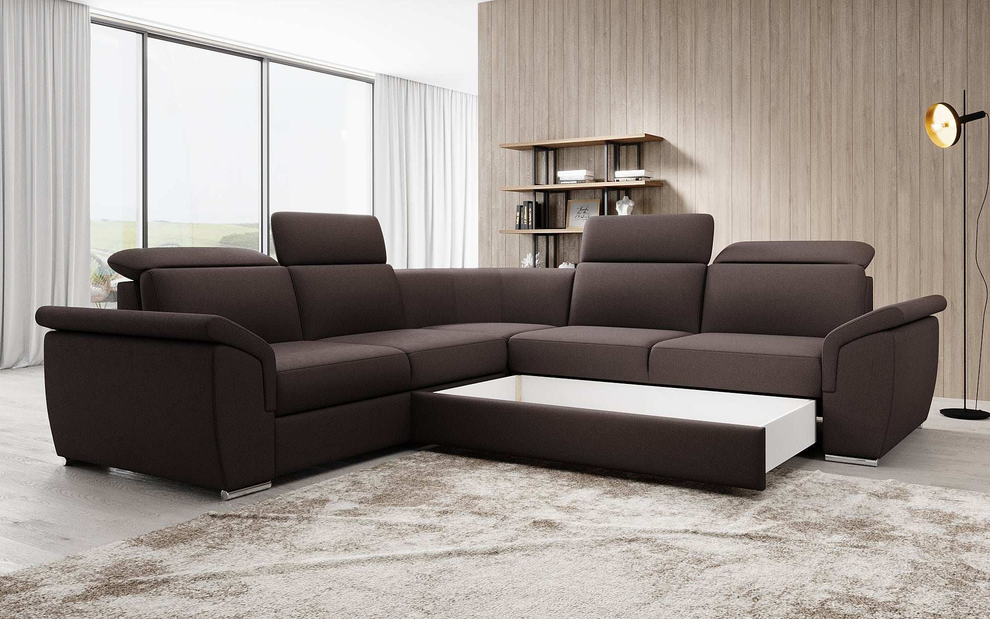 Designer Sofa Fernando mit Schlaffunktion und Stauraum