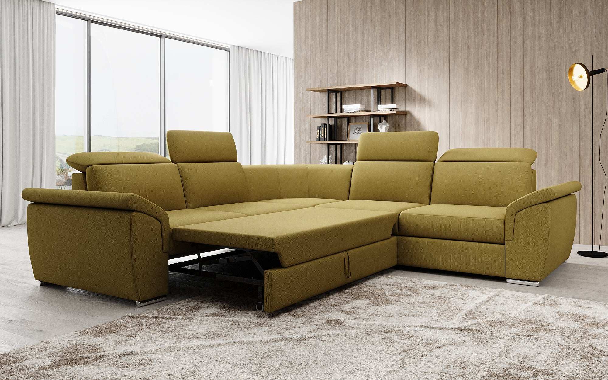 Designer Sofa Fernando mit Schlaffunktion und Stauraum