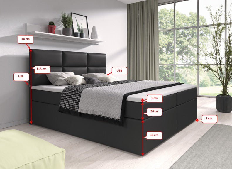 Boxspringbett Carito mit USB und Stauraum - Luxusbetten24