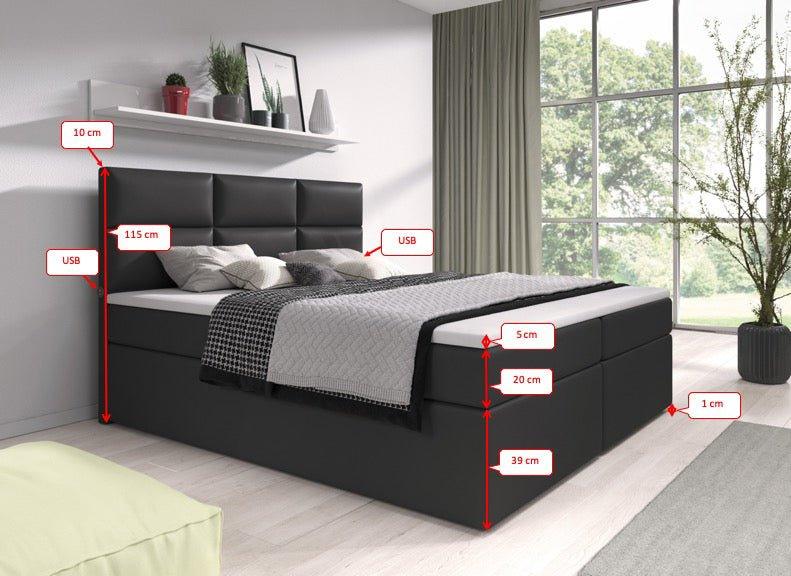 Boxspringbett Carre mit USB-Anschluss - Luxusbetten24