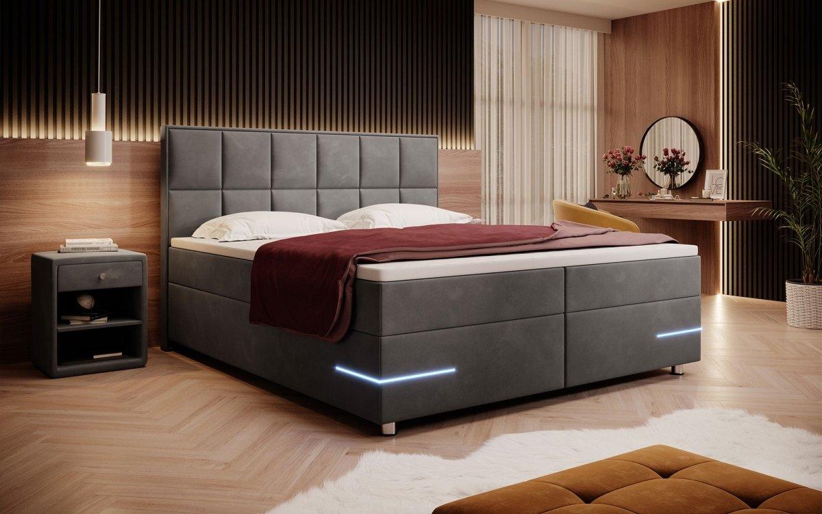 Boxspringbett Lea mit LED (Samt) - Luxusbetten24