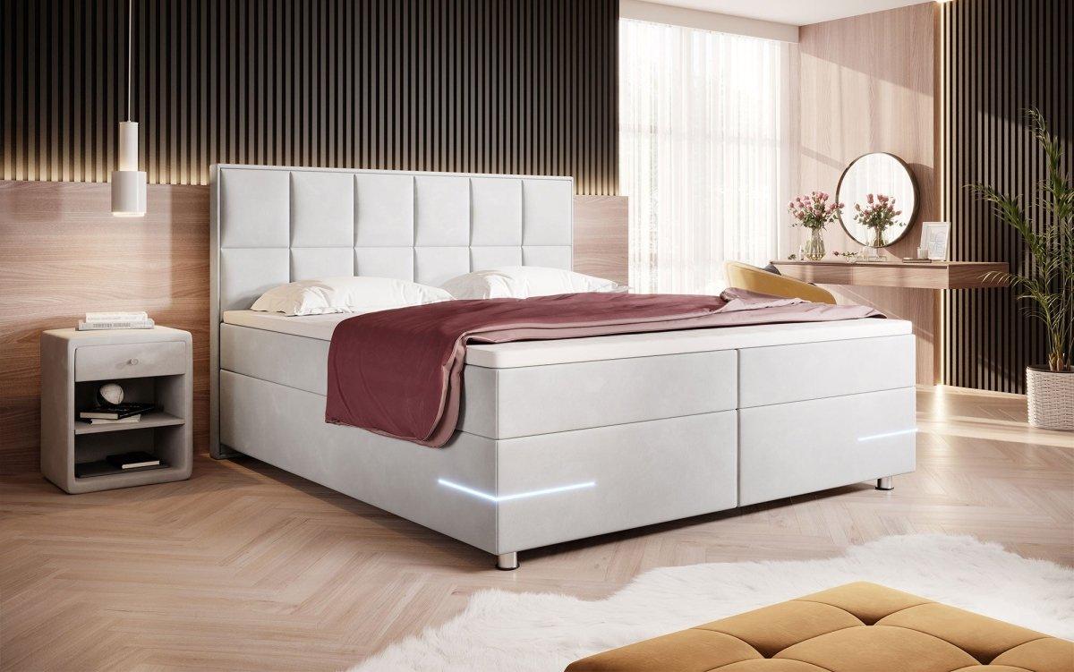 Boxspringbett Lea mit LED (Samt) - Luxusbetten24