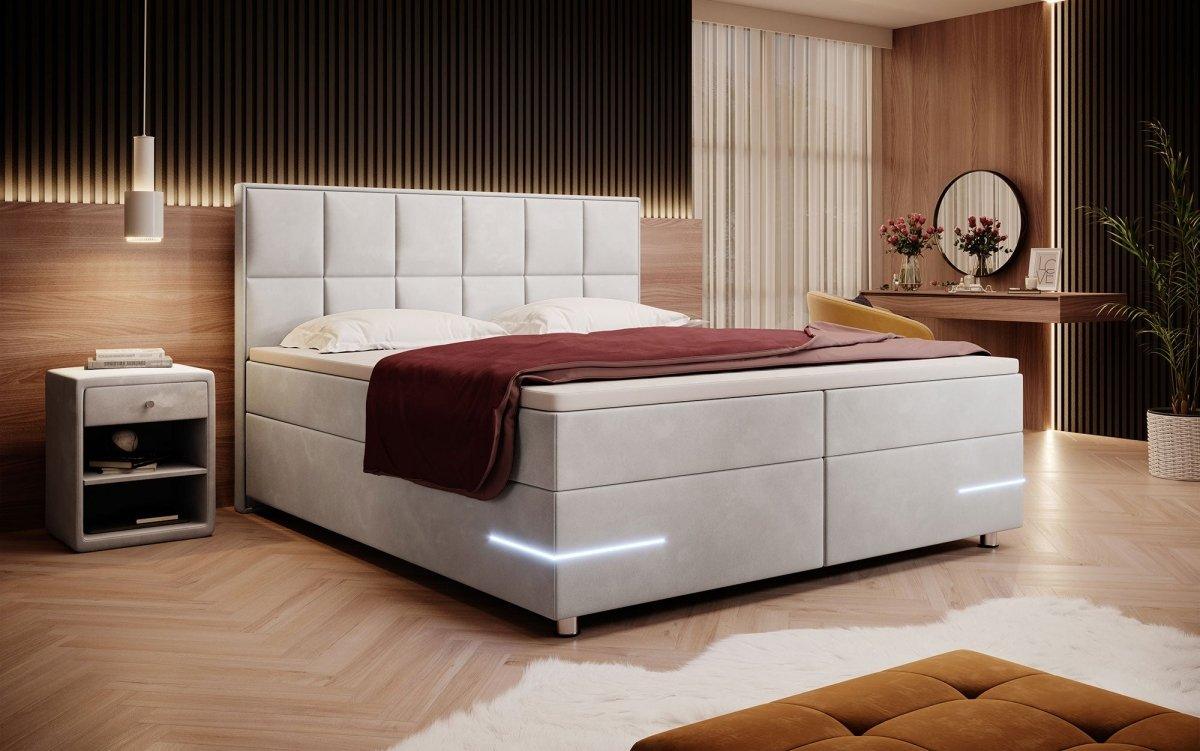 Boxspringbett Lea mit LED (Samt) - Luxusbetten24