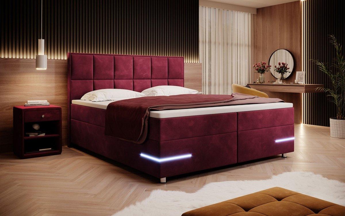 Boxspringbett Lea mit LED (Samt) - Luxusbetten24