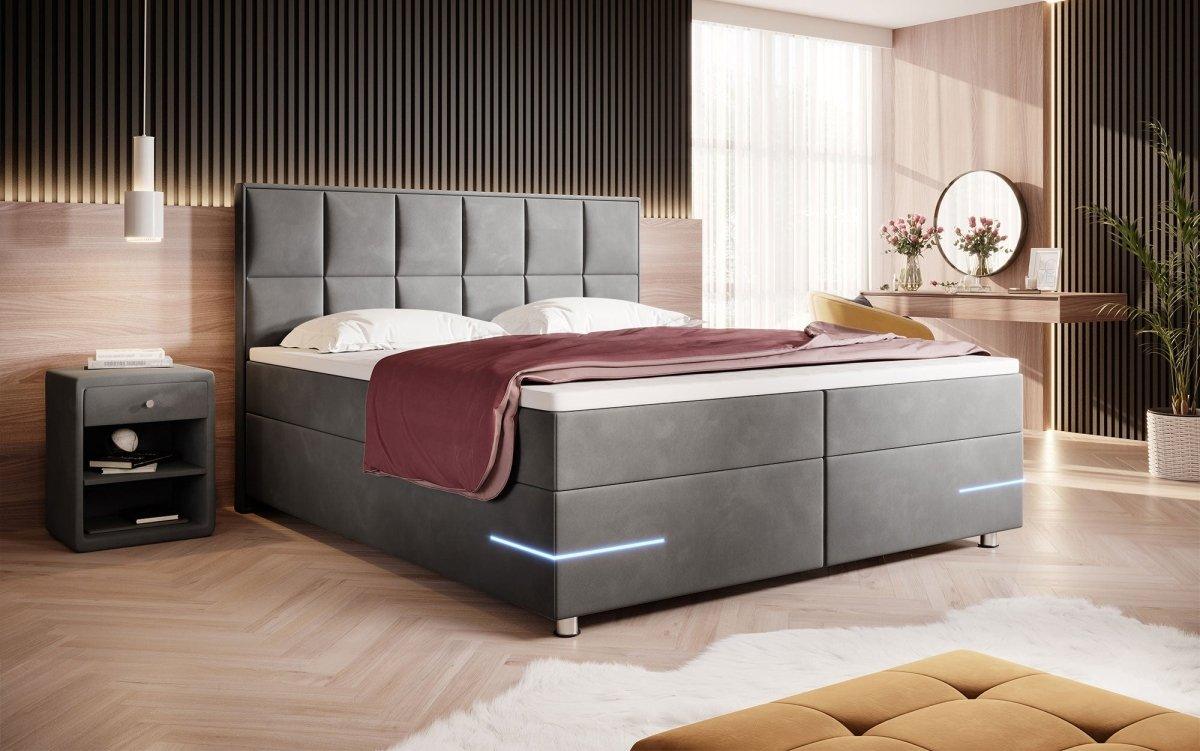 Boxspringbett Lea mit LED (Samt) - Luxusbetten24