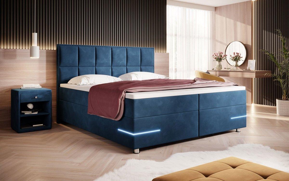 Boxspringbett Lea mit LED (Samt) - Luxusbetten24