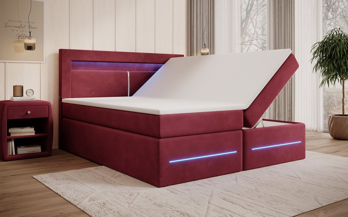 Boxspringbett Minera mit LED, USB und Stauraum - Luxusbetten24