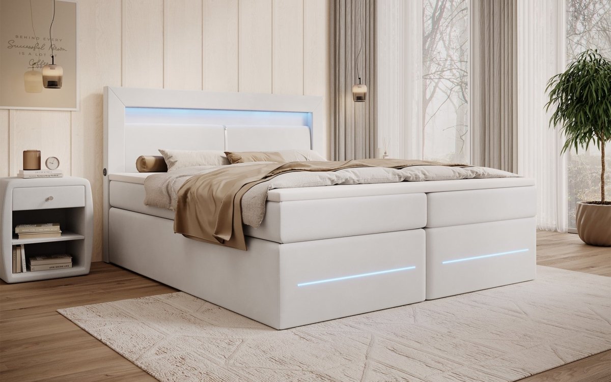 Boxspringbett Minera mit LED, USB und Stauraum - Luxusbetten24