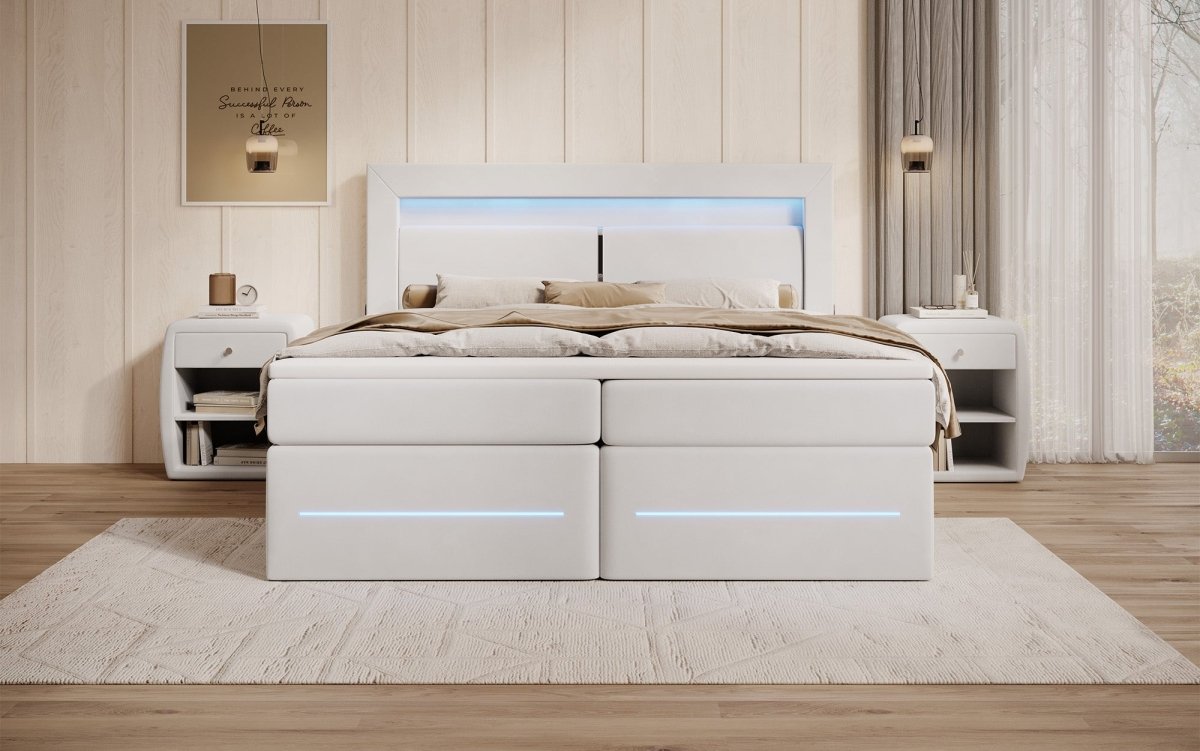 Boxspringbett Minera mit LED, USB und Stauraum - Luxusbetten24