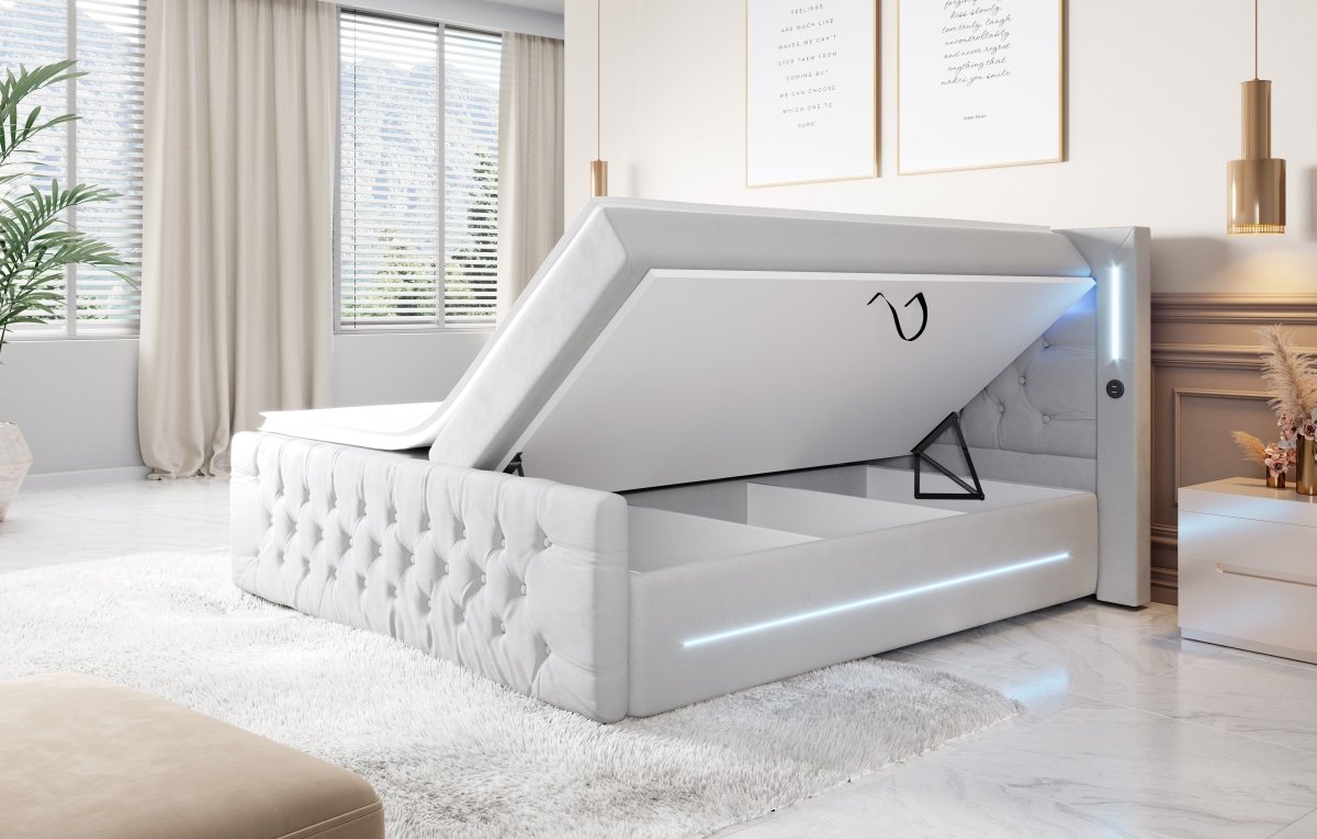 Boxspringbett Moonlight mit LED, USB und Stauraum - Luxusbetten24