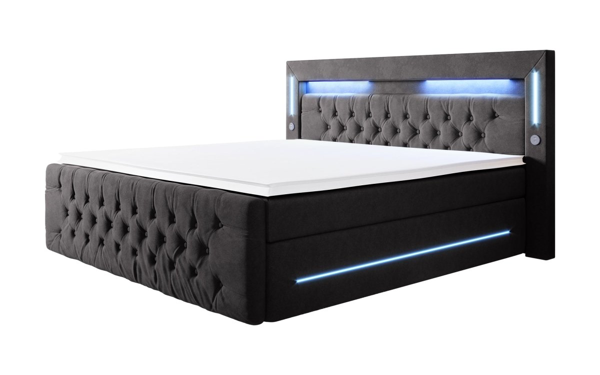 Boxspringbett Moonlight mit LED, USB und Stauraum - Luxusbetten24