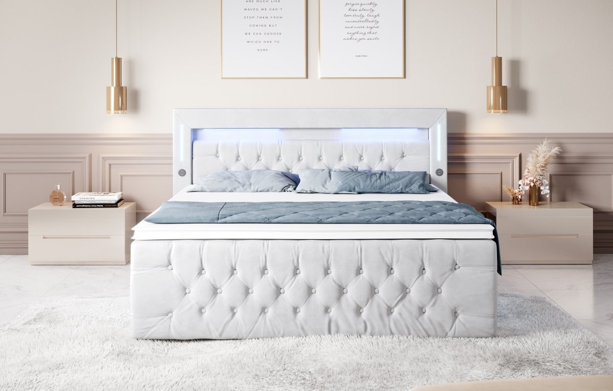 Boxspringbett Moonlight mit LED, USB und Stauraum - Luxusbetten24