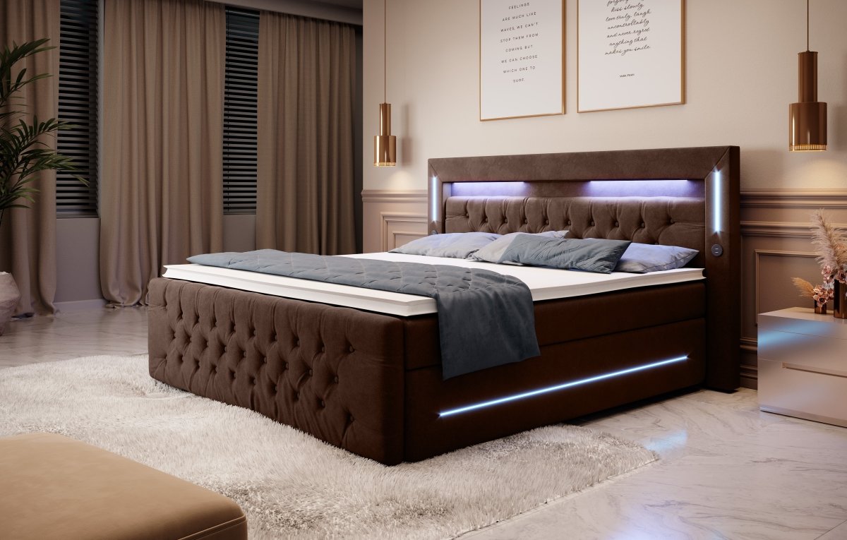 Boxspringbett Moonlight mit LED, USB und Stauraum - Luxusbetten24