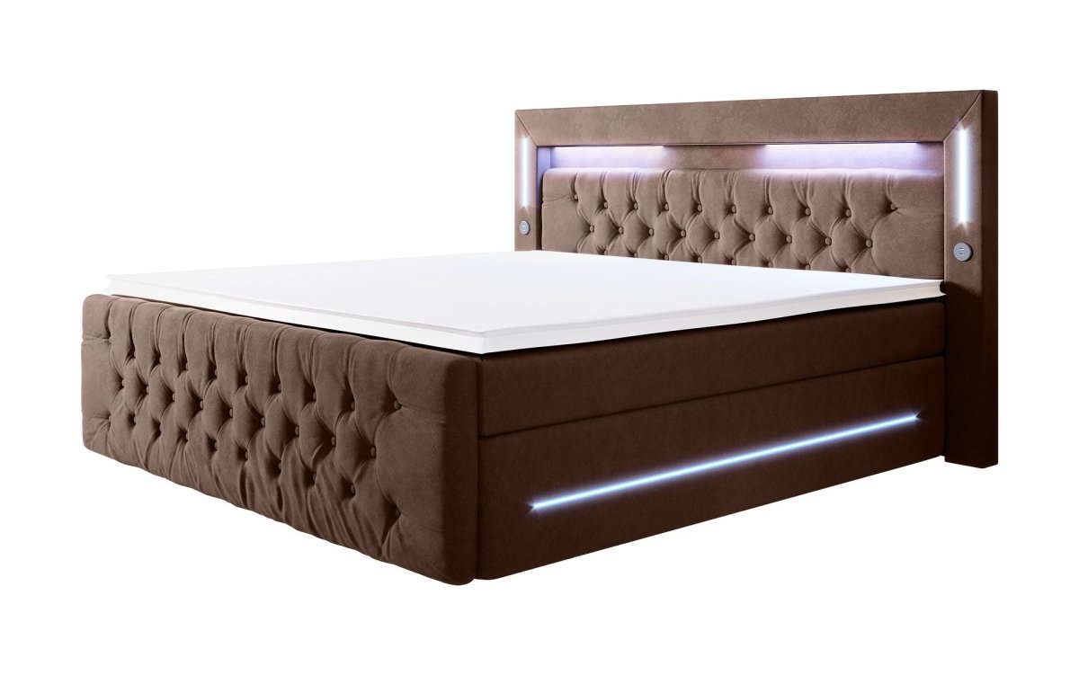 Boxspringbett Moonlight mit LED, USB und Stauraum - Luxusbetten24