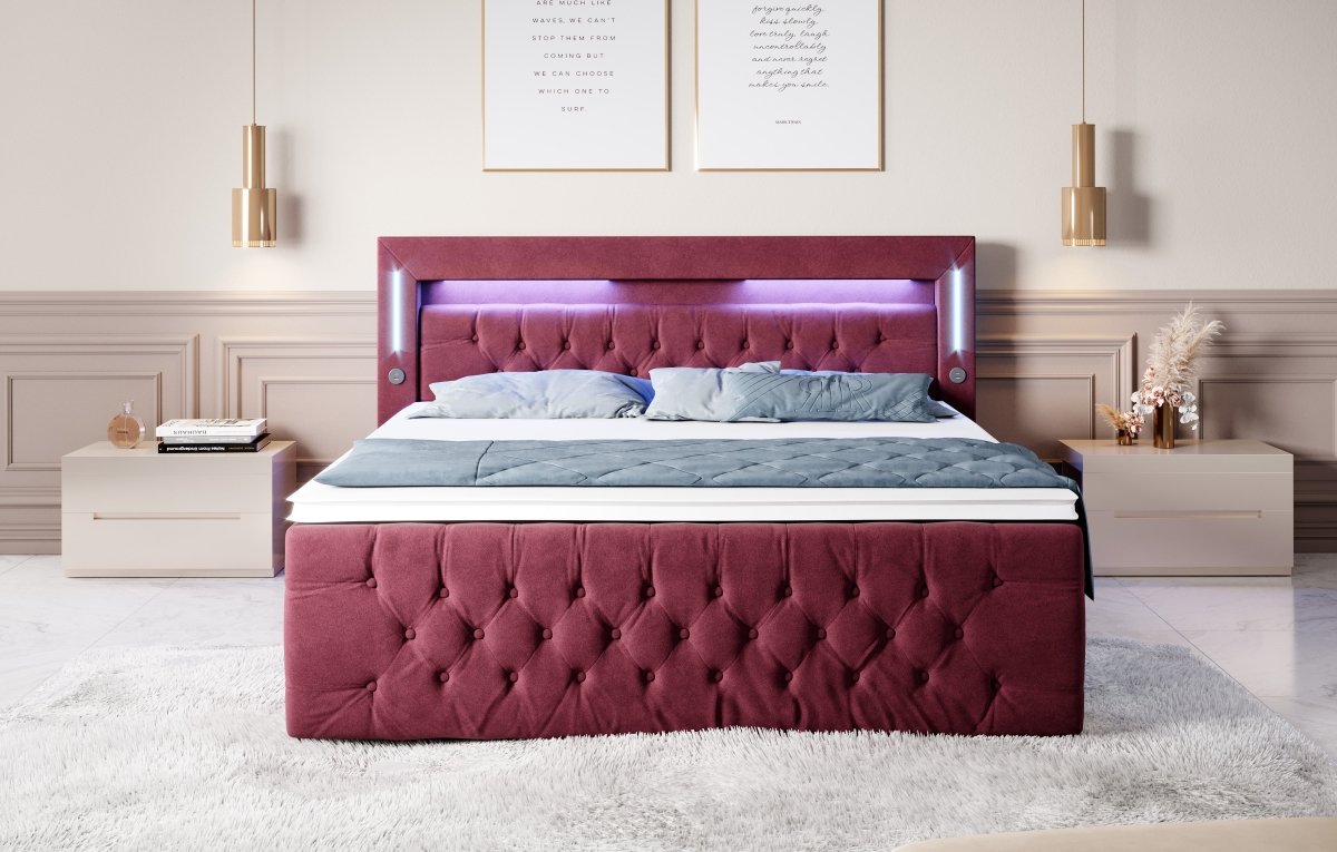 Boxspringbett Moonlight mit LED, USB und Stauraum - Luxusbetten24