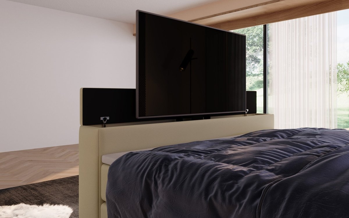 Boxspringbett Sejour mit TV Lift, RGB und Stauraum - Luxusbetten24