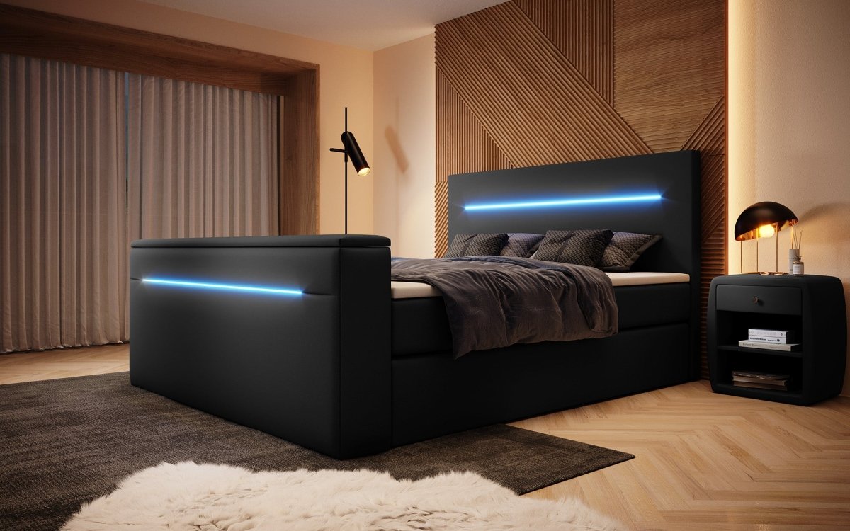 Boxspringbett Sejour mit TV Lift, RGB und Stauraum - Luxusbetten24