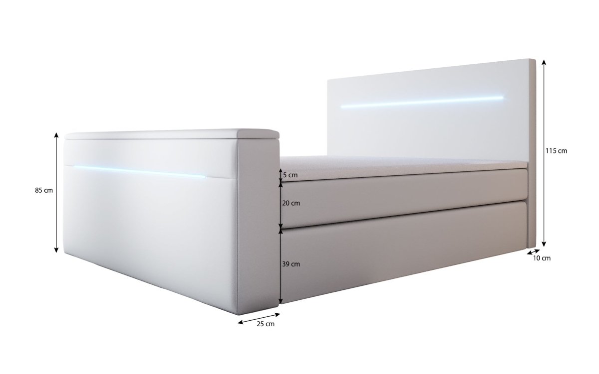 Boxspringbett Sejour mit TV Lift, RGB und Stauraum - Luxusbetten24