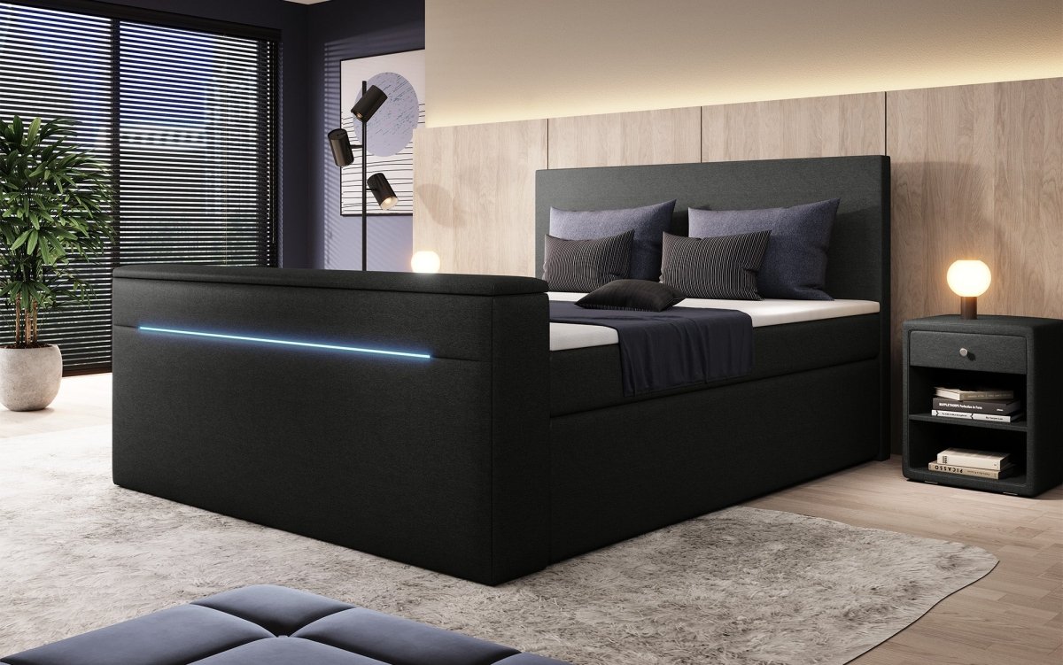 Boxspringbett Simple mit TV Lift und LED - Luxusbetten24