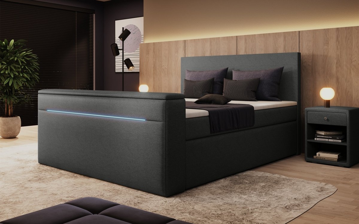 Boxspringbett Simple mit TV Lift und LED - Luxusbetten24