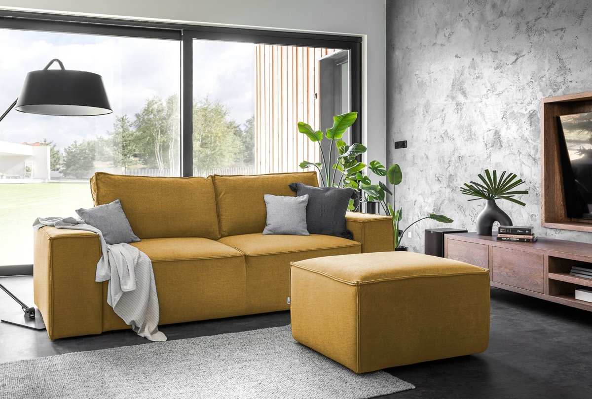 Designer 2er Sofa Solaris mit Stauraum und Schlaffunktion - Luxusbetten24