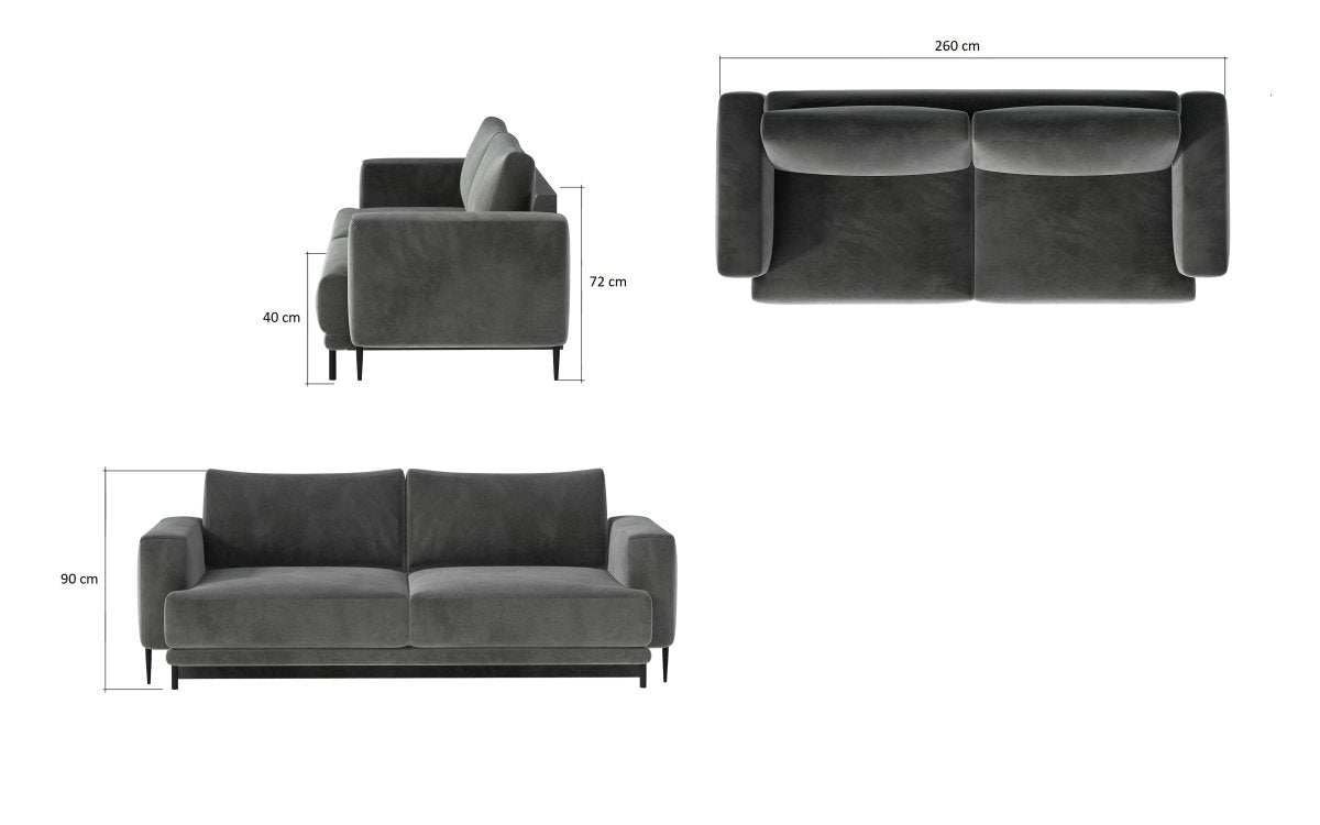 Designer 3er Sofa Diana mit Schlaffunktion und Stauraum - Luxusbetten24