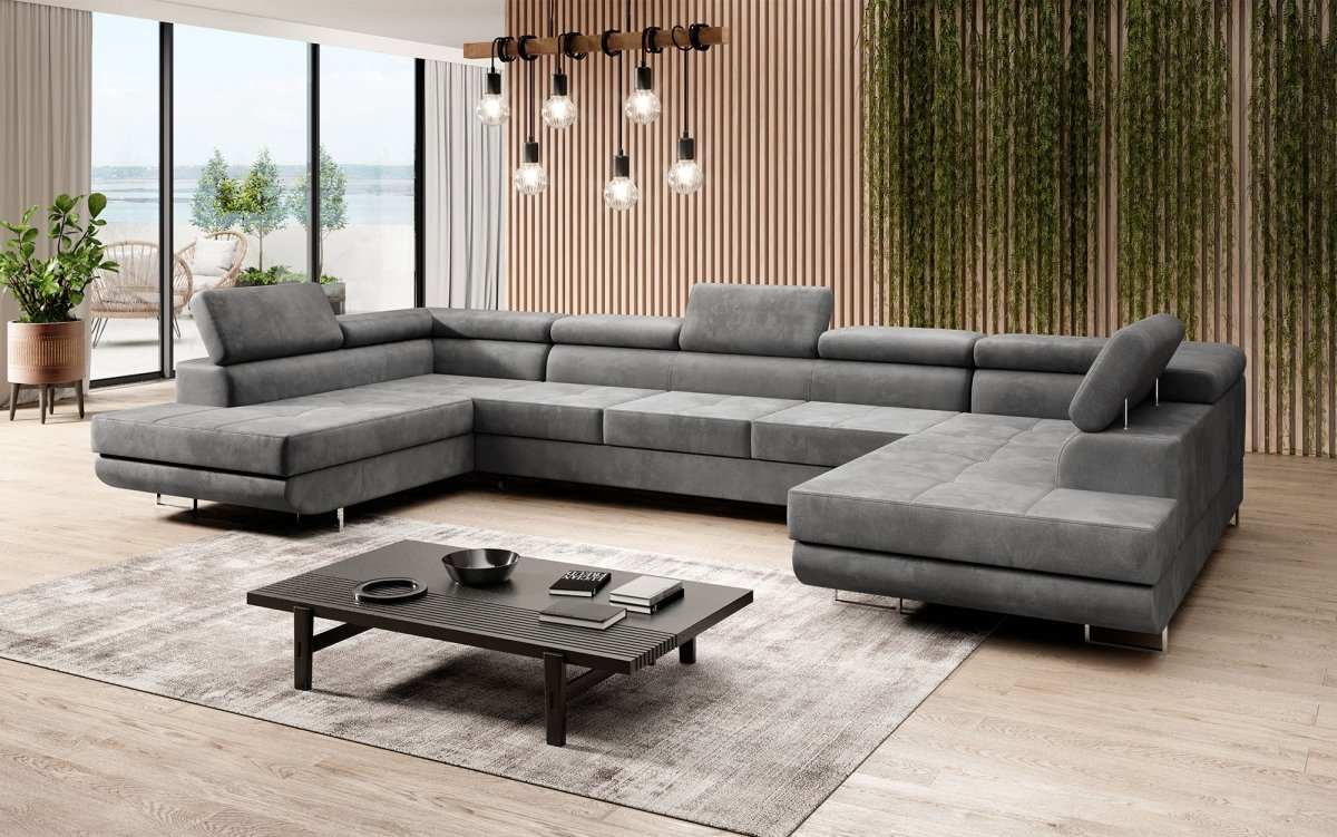 Designer Sofa Taormina mit Schlaf- und Klappfunktion (Samt) - Luxusbetten24