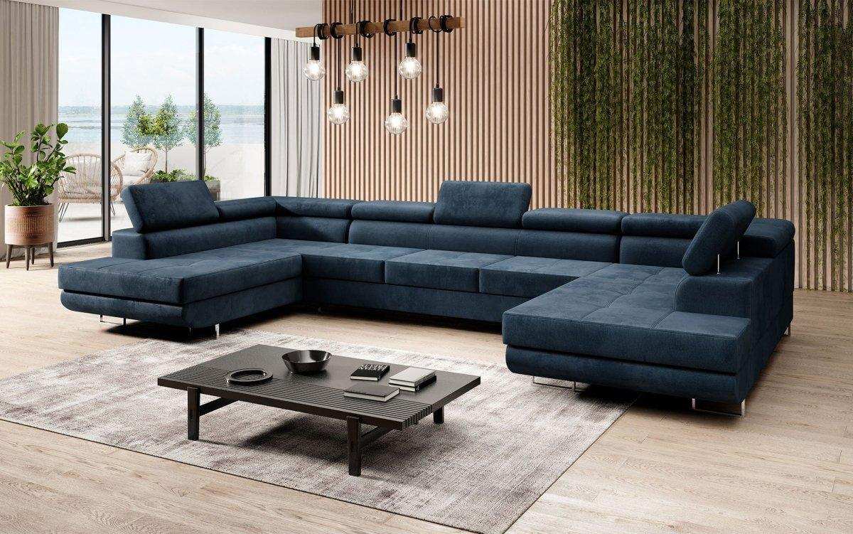 Designer Sofa Taormina mit Schlaf- und Klappfunktion (Samt) - Luxusbetten24