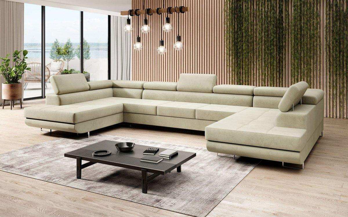 Designer Sofa Taormina mit Schlaf- und Klappfunktion (Samt) - Luxusbetten24