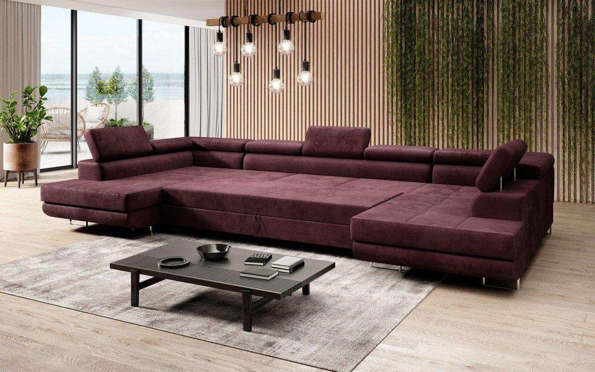 Designer Sofa Taormina mit Schlaf- und Klappfunktion (Samt) - Luxusbetten24