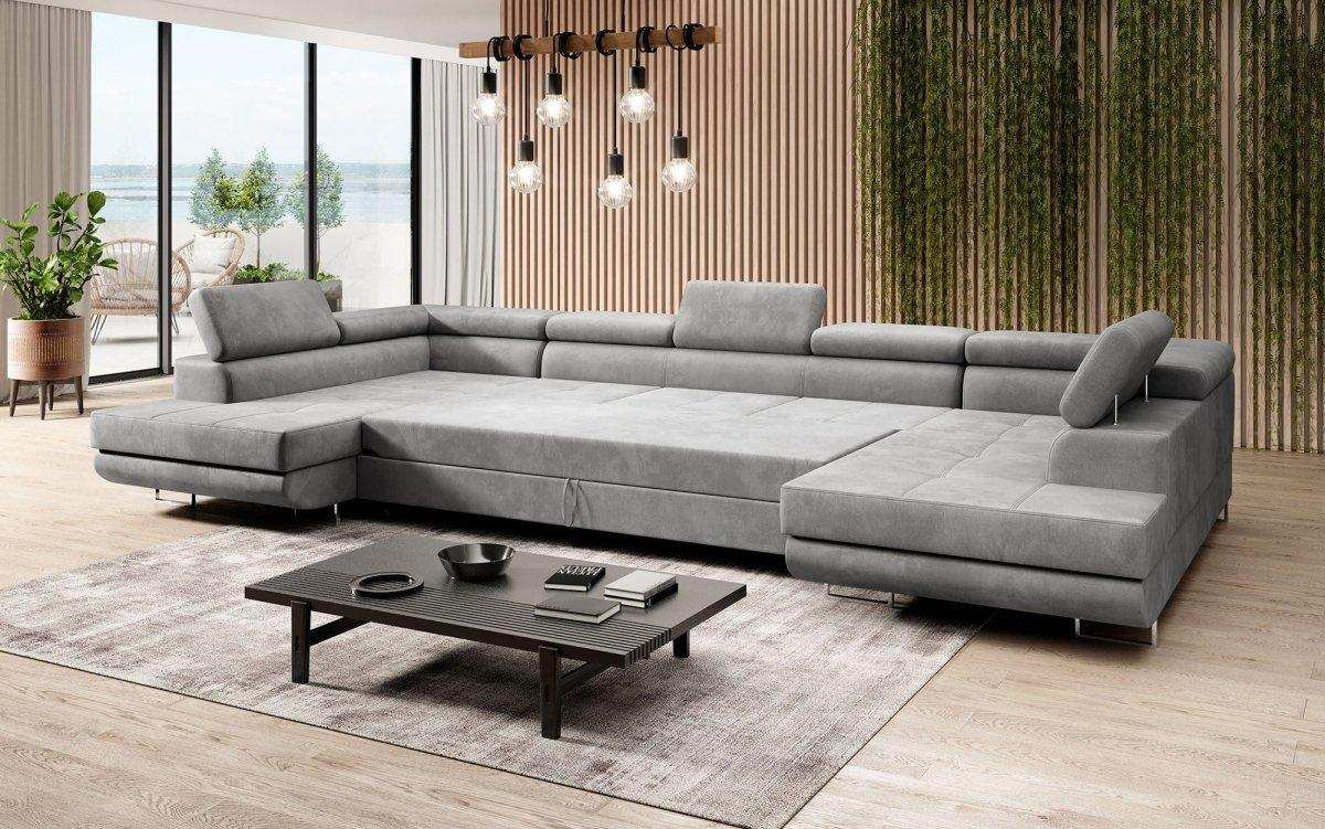 Designer Sofa Taormina mit Schlaf- und Klappfunktion (Samt) - Luxusbetten24