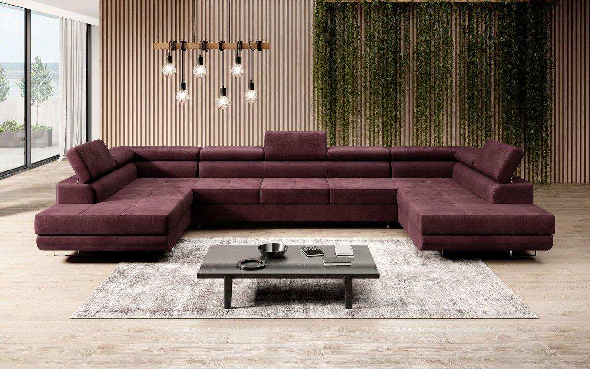 Designer Sofa Taormina mit Schlaf- und Klappfunktion (Samt) - Luxusbetten24