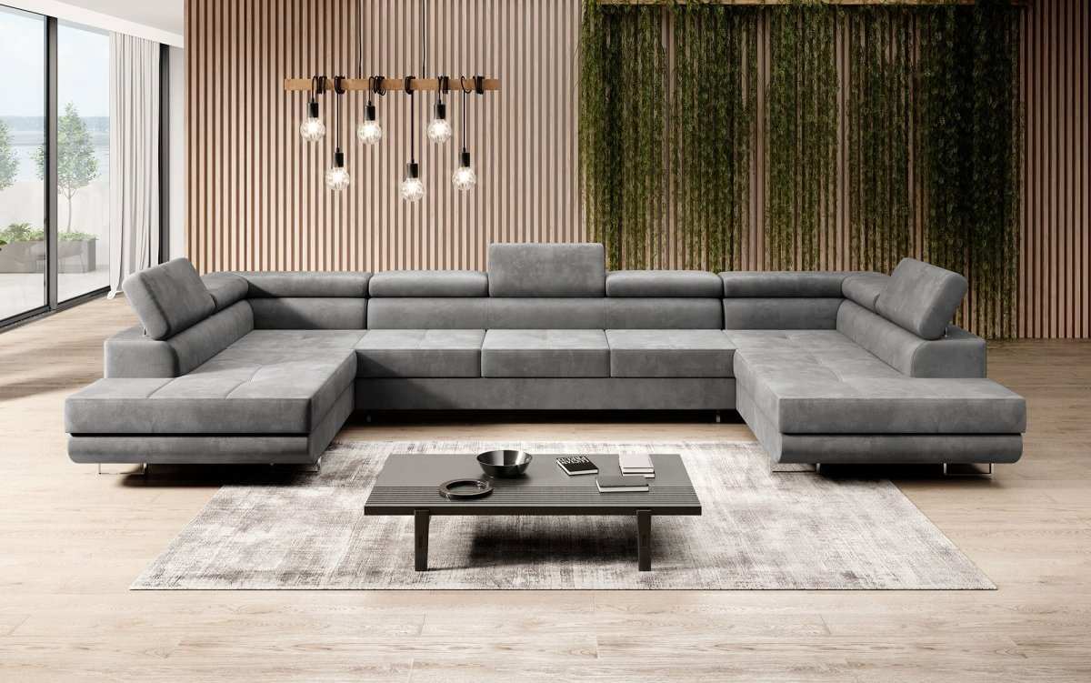 Designer Sofa Taormina mit Schlaf- und Klappfunktion (Samt) - Luxusbetten24